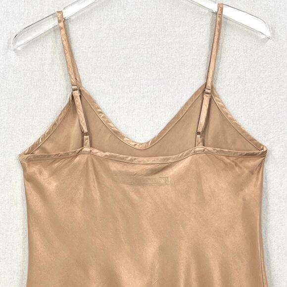 ENZA COSTA Bias Cami Tank Women Medium Khaki V-neck Adjustable Strappy Satin NEW - Picture 8 of 16